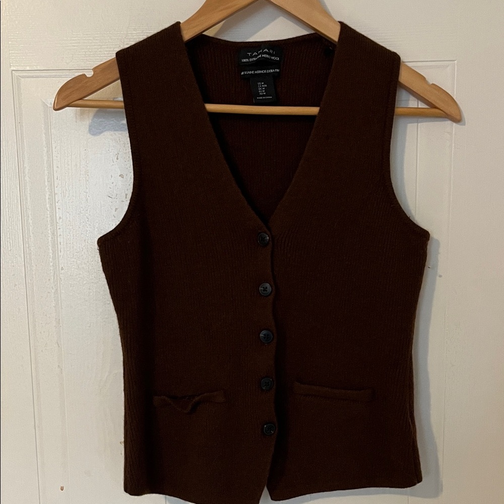 Tahari Chocolate Wool Vest